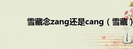 雪藏念zang还是cang（雪藏）