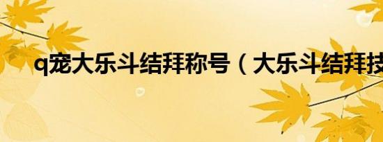 q宠大乐斗结拜称号（大乐斗结拜技能）