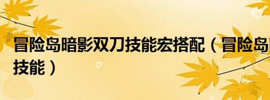冒险岛暗影双刀技能宏搭配（冒险岛暗影双刀技能）
