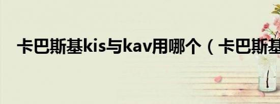 卡巴斯基kis与kav用哪个（卡巴斯基kis）