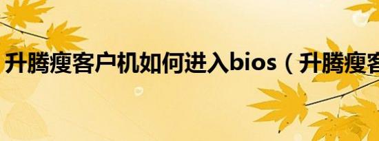 升腾瘦客户机如何进入bios（升腾瘦客户机）