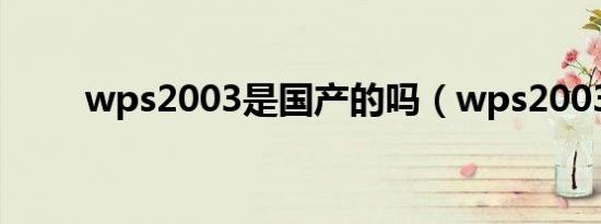 wps2003是国产的吗（wps2003）