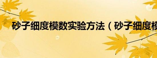 砂子细度模数实验方法（砂子细度模数）