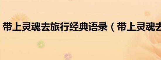 带上灵魂去旅行经典语录（带上灵魂去旅行）