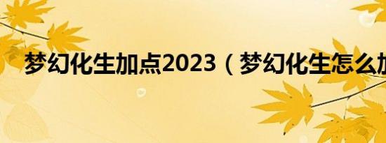 梦幻化生加点2023（梦幻化生怎么加点）