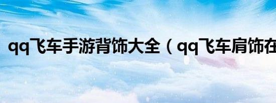 qq飞车手游背饰大全（qq飞车肩饰在哪买）