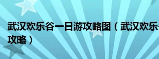 武汉欢乐谷一日游攻略图（武汉欢乐谷一日游攻略）