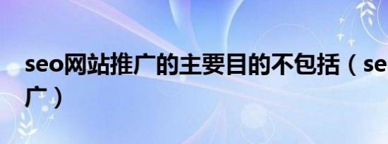 seo网站推广的主要目的不包括（seo网站推广）
