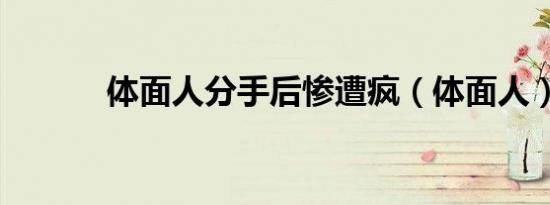 体面人分手后惨遭疯（体面人）