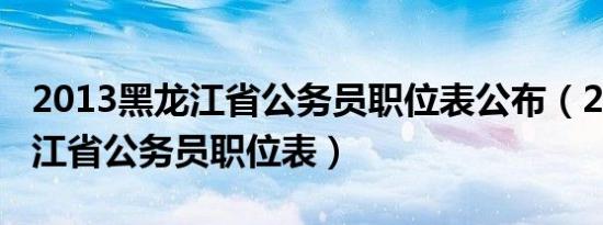 2013黑龙江省公务员职位表公布（2013黑龙江省公务员职位表）
