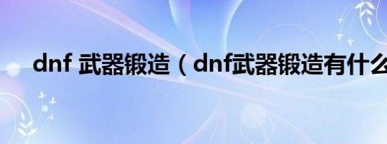 dnf 武器锻造（dnf武器锻造有什么用）