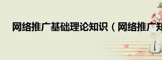 网络推广基础理论知识（网络推广知识）