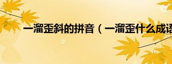 一溜歪斜的拼音（一溜歪什么成语）