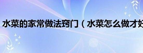 水菜的家常做法窍门（水菜怎么做才好吃呢）