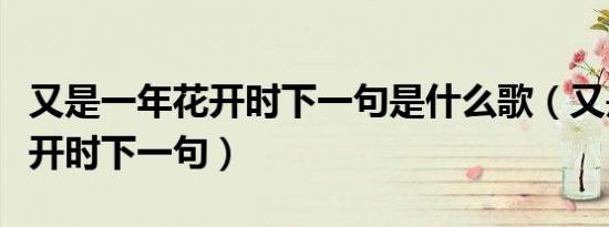 又是一年花开时下一句是什么歌（又是一年花开时下一句）