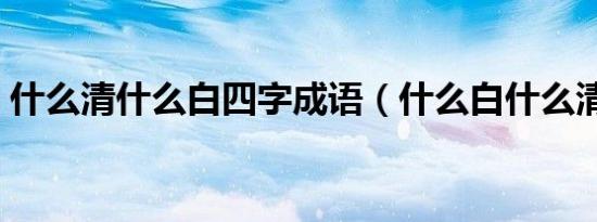 什么清什么白四字成语（什么白什么清成语）