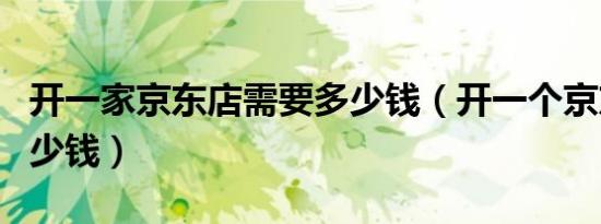 开一家京东店需要多少钱（开一个京东店铺多少钱）