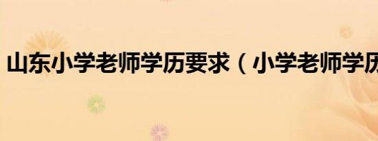 山东小学老师学历要求（小学老师学历要求）