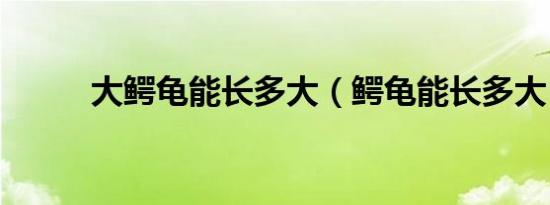 大鳄龟能长多大（鳄龟能长多大）