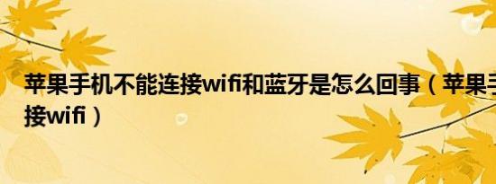 苹果手机不能连接wifi和蓝牙是怎么回事（苹果手机不能连接wifi）
