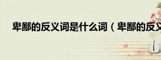 卑鄙的反义词是什么词（卑鄙的反义词）