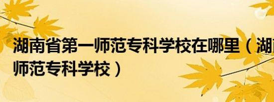湖南省第一师范专科学校在哪里（湖南省第一师范专科学校）