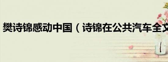 樊诗锦感动中国（诗锦在公共汽车全文阅读）