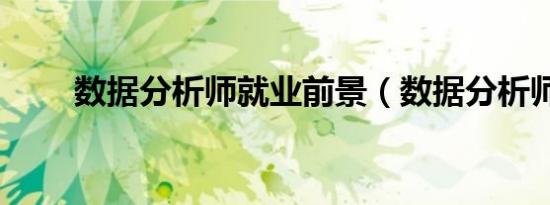 数据分析师就业前景（数据分析师）