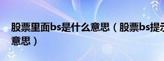 股票里面bs是什么意思（股票bs提示是什么意思）