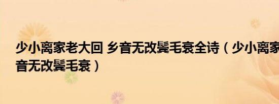 少小离家老大回 乡音无改鬓毛衰全诗（少小离家老大回 乡音无改鬓毛衰）