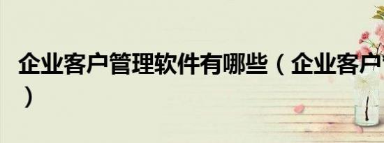 企业客户管理软件有哪些（企业客户管理软件）