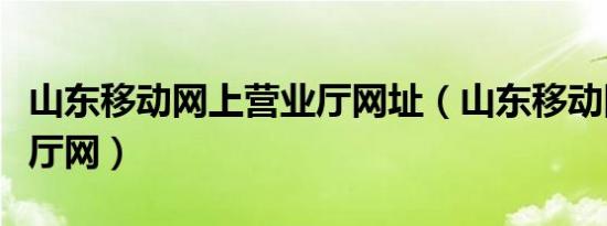山东移动网上营业厅网址（山东移动网上营业厅网）