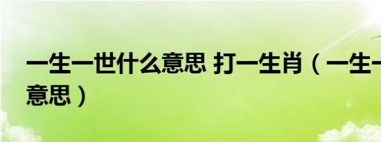 一生一世什么意思 打一生肖（一生一世什么意思）