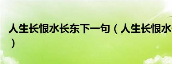 人生长恨水长东下一句（人生长恨水长东上句）