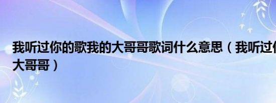我听过你的歌我的大哥哥歌词什么意思（我听过你的歌我的大哥哥）