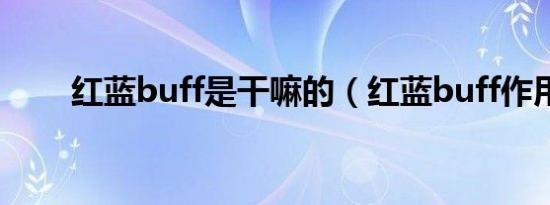红蓝buff是干嘛的（红蓝buff作用）
