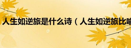 人生如逆旅是什么诗（人生如逆旅比喻什么）