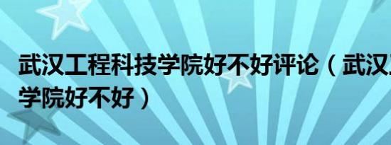 武汉工程科技学院好不好评论（武汉工程科技学院好不好）