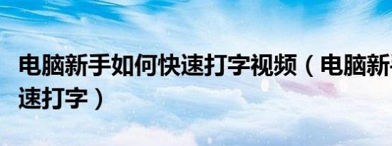 电脑新手如何快速打字视频（电脑新手如何快速打字）