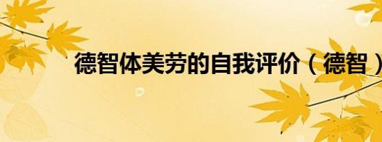 德智体美劳的自我评价（德智）