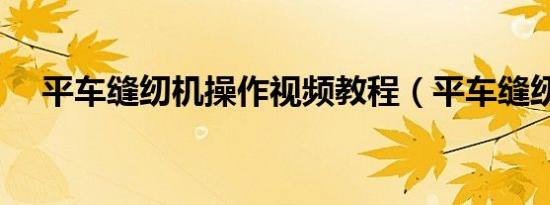 平车缝纫机操作视频教程（平车缝纫机）