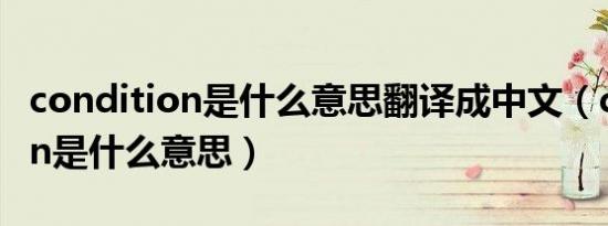 condition是什么意思翻译成中文（condition是什么意思）