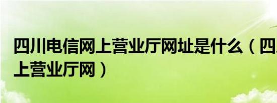 四川电信网上营业厅网址是什么（四川电信网上营业厅网）