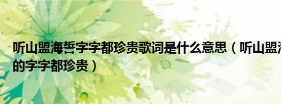 听山盟海誓字字都珍贵歌词是什么意思（听山盟海誓曾经说的字字都珍贵）