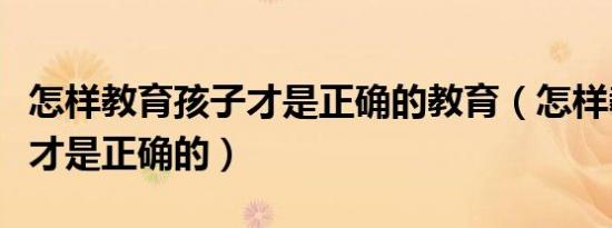 怎样教育孩子才是正确的教育（怎样教育孩子才是正确的）