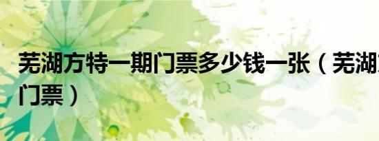 芜湖方特一期门票多少钱一张（芜湖方特一期门票）