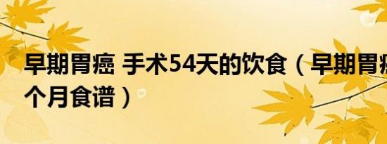 早期胃癌 手术54天的饮食（早期胃癌术后三个月食谱）