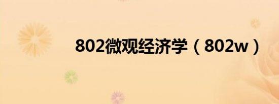 802微观经济学（802w）