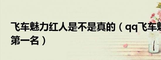 飞车魅力红人是不是真的（qq飞车魅力红人第一名）