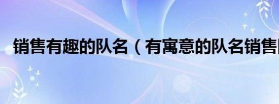 销售有趣的队名（有寓意的队名销售团队）